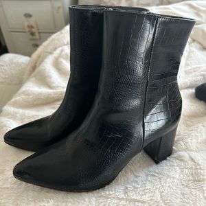 snake skin ankle booties